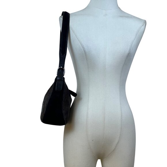 Sondra Roberts Women’s Black & Brown Crocodile Embossed Leather Shoulder Bag - Picture 10 of 11